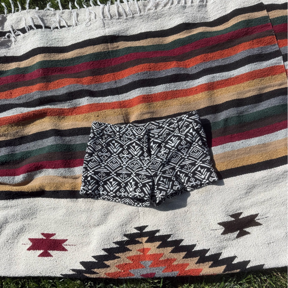 Black and White Patterned Women's Shorts